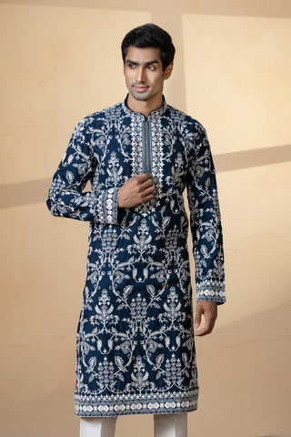 TEAL EMBROIDERY KURTA SET