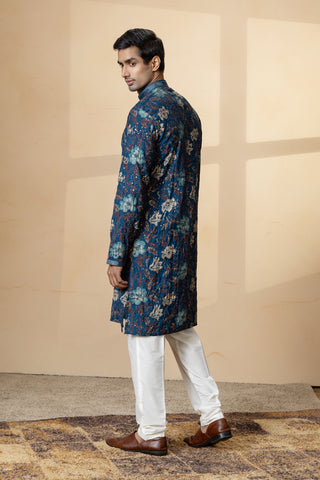 BLUE SEQUIN PRINT KURTA SET