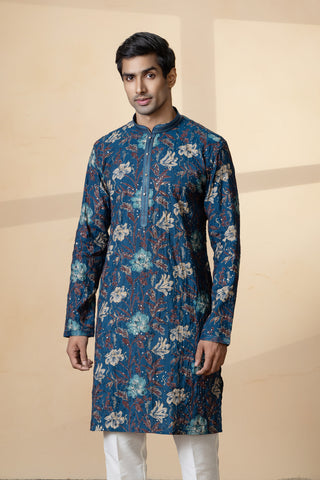 BLUE SEQUIN PRINT KURTA SET