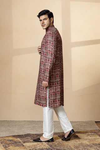 WINE PASHMINA KURTA SET