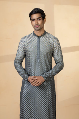 GREY OMBRE KURTA SET