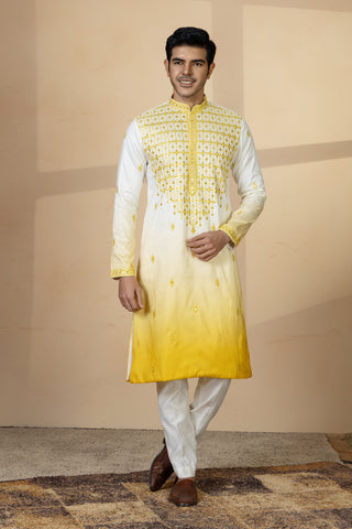 YELLOW ARC OMBRE KURTA SET