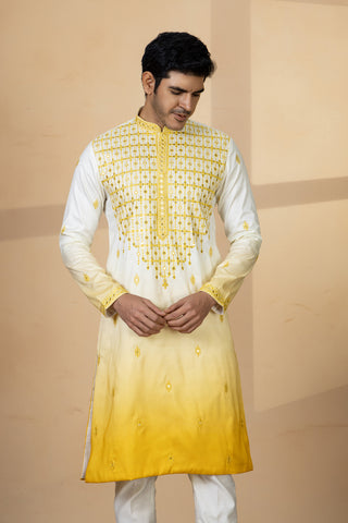 YELLOW ARC OMBRE KURTA SET