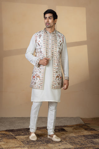 WHITE NOOR JACKET KURTA SET