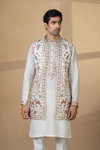 WHITE NOOR JACKET KURTA SET