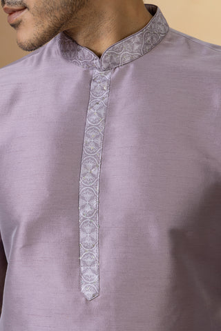 LAVENDER SILK JACKET KURTA SET