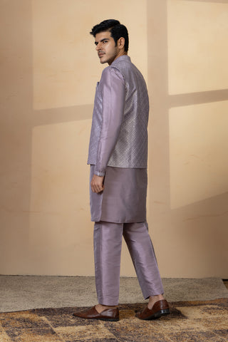 LAVENDER SILK JACKET KURTA SET