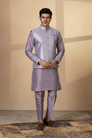 LAVENDER SILK JACKET KURTA SET