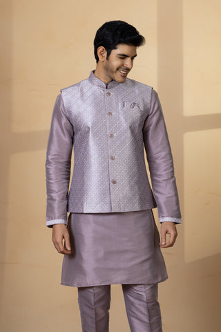 LAVENDER SILK JACKET KURTA SET