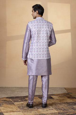 LAVENDER PRINT JACKET KURTA SET