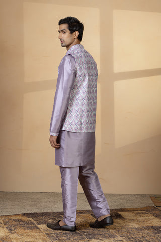 LAVENDER PRINT JACKET KURTA SET