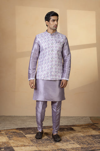 LAVENDER PRINT JACKET KURTA SET