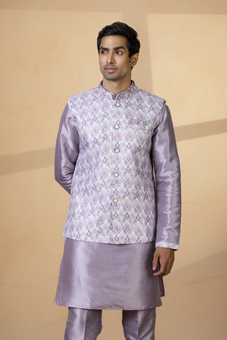 LAVENDER PRINT JACKET KURTA SET