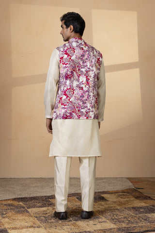 PURPLE PUSHP JACKET KURTA SET