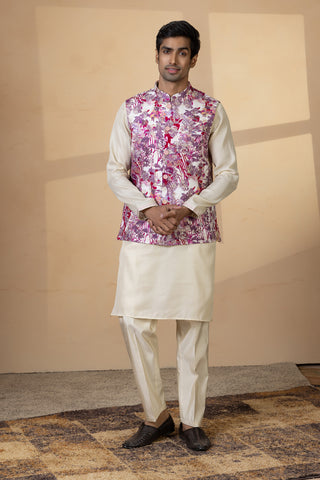 PURPLE PUSHP JACKET KURTA SET