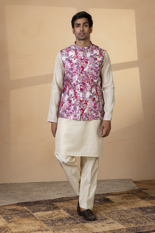 PURPLE PUSHP JACKET KURTA SET