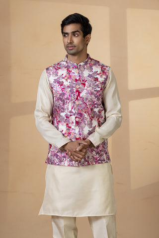 PURPLE PUSHP JACKET KURTA SET