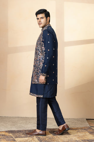 NAVY BLUE NARA JACKET KURTA SET