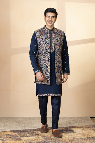 NAVY BLUE NARA JACKET KURTA SET