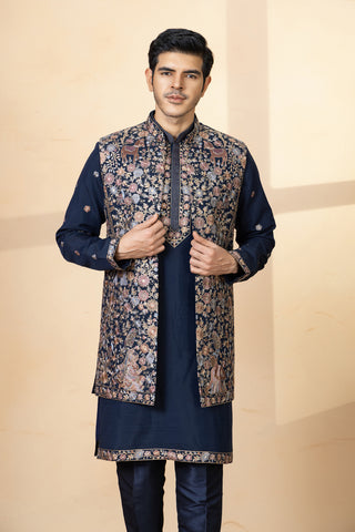 NAVY BLUE NARA JACKET KURTA SET