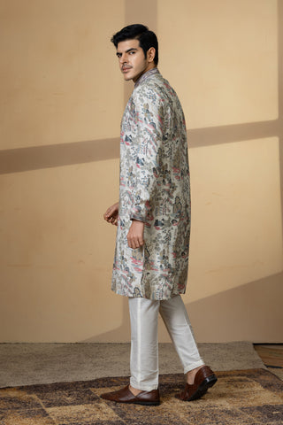 WHITE FAUNA KURTA SET