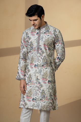 WHITE FAUNA KURTA SET