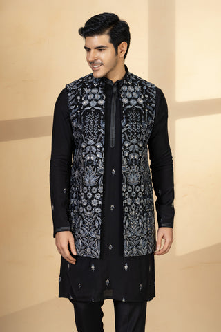 RAJVI  VELVET JACKET KURTA SET