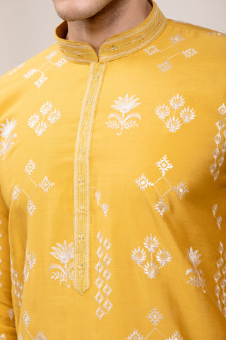 YELLOW LOTUS KURTA SET