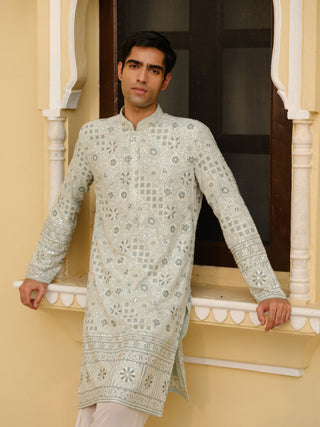 Designer Sea Green Kurta For Mne