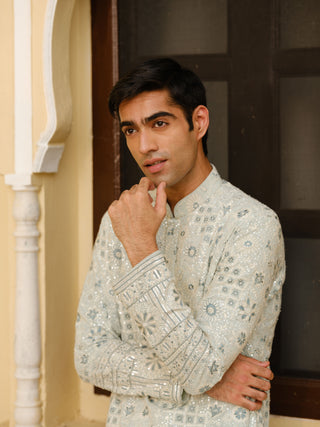 SEA GREEN PALATIAL KURTA SET