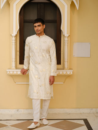 WHITE HATHI KURTA SET