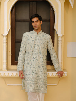 SEA GREEN PALATIAL KURTA SET