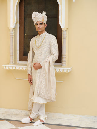 GOLD MAHARAJ SILK SHERWANI SET