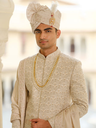 GOLD MAHARAJ SILK SHERWANI SET