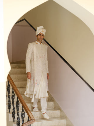 RANGREZ MOR SILK SHERWANI SET