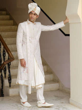 RANGREZ MOR SILK SHERWANI SET