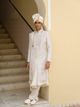 RANGREZ MOR SILK SHERWANI SET