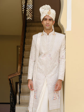 RANGREZ MOR SILK SHERWANI SET