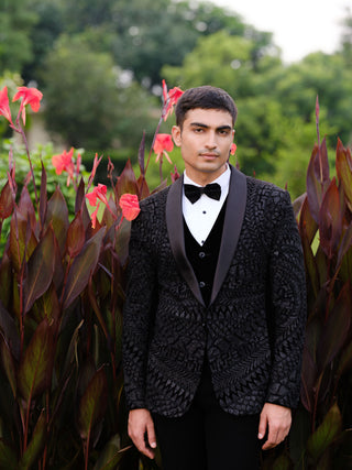 Black designer tuxedo for men wedding